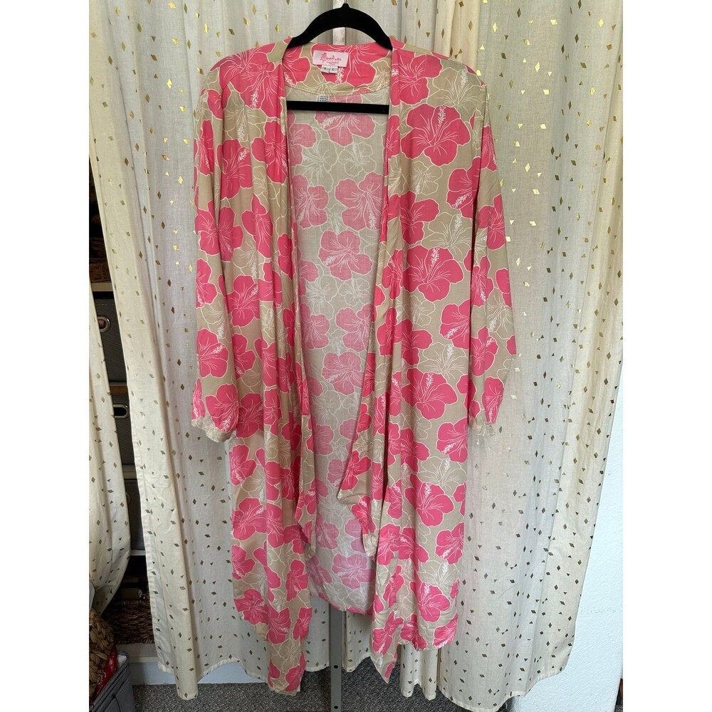 Wehi Designs Hawaiian All Over Hibiscus Langenlook Open Duster Cardigan S-L